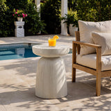 Vyn 14" Modern Round Side Table Concrete Tavertine Finish - back view