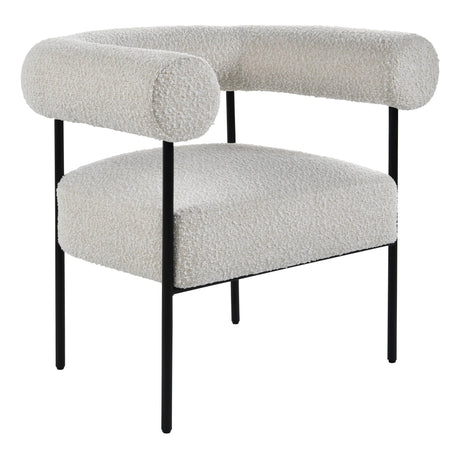 Melvin Contemporary Boucle Fabric Accent Black Legs, 1 Chair in Cream