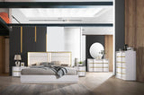 Havana 5-Piece Modern Bedroom Set with Bed, Eastern King, 6-Drawer Dresser in White
