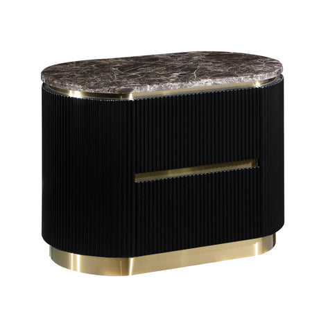 Trandell 22" High Modern Glam Faux Marble Top Nightstand