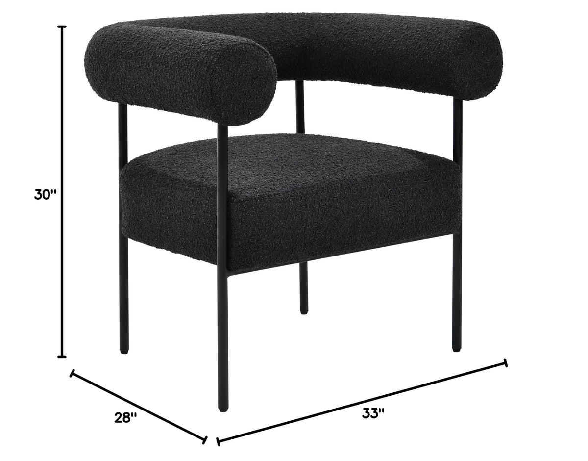 Melvin Contemporary Boucle Fabric Accent Black Legs, 1 Chair - side view