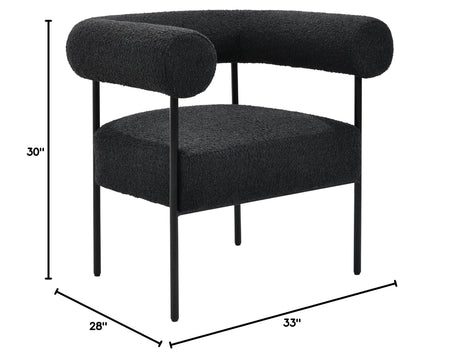 Melvin Contemporary Boucle Fabric Accent Black Legs, 1 Chair - side view