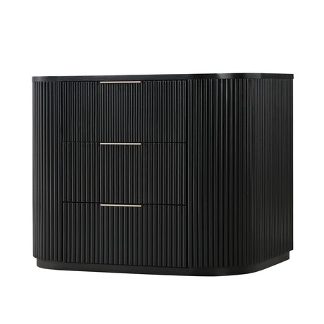 Quintet 30" Wide Mid-Century Modern Fluted 3 -Drawer Nightstand - angle view