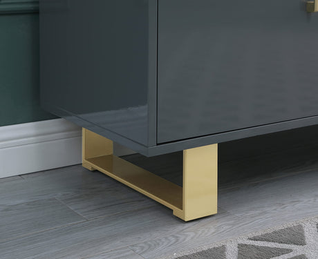 Tyrion Gray Lacquer Sideboard with Gold Accents - side view
