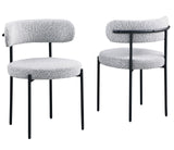 Dobby Contemporary Boucle Dining Chair with Matte Black Metal Legs