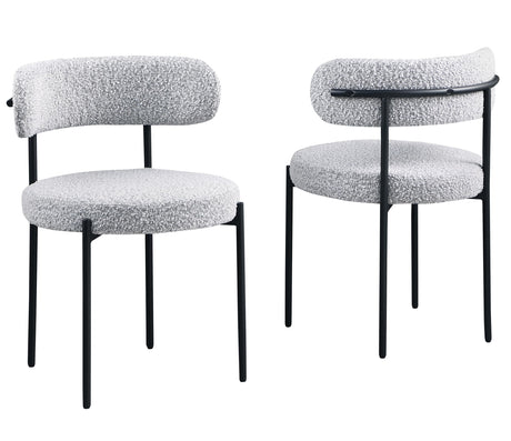 Dobby Contemporary Boucle Dining Chair with Matte Black Metal Legs