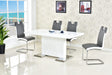 Bono Modern Solid Wood Rectangular Dining Table in White Lacquer - front view