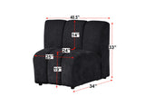 Sullessa Modern Modular Armless Living Room Chair in Black - side view