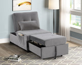 Bayani Velvet Adjustable Sleeper Lounge Chaise in Gray - angle view