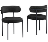 Dobby Contemporary Boucle Dining Chair with Matte Black Metal Legs