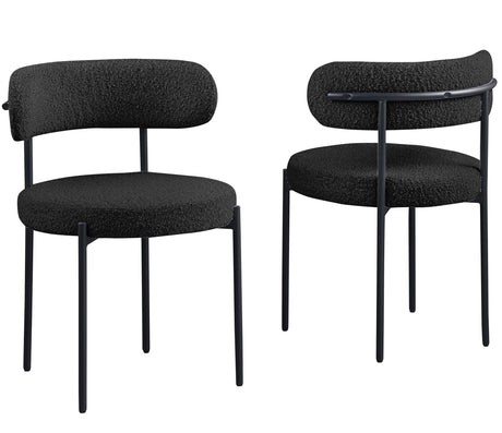 Dobby Contemporary Boucle Dining Chair with Matte Black Metal Legs