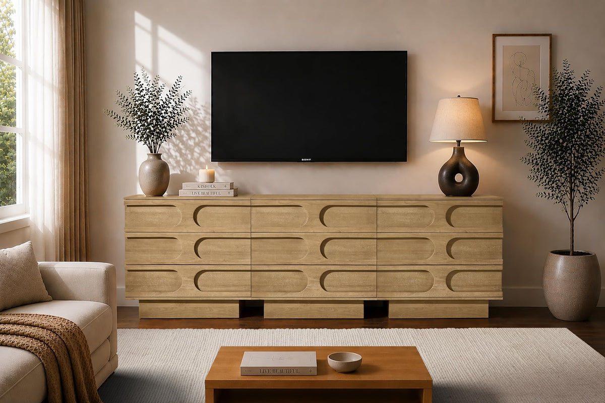 Capri carved inlay accent cabinet