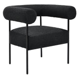 Melvin Contemporary Boucle Fabric Accent Black Legs, 1 Chair