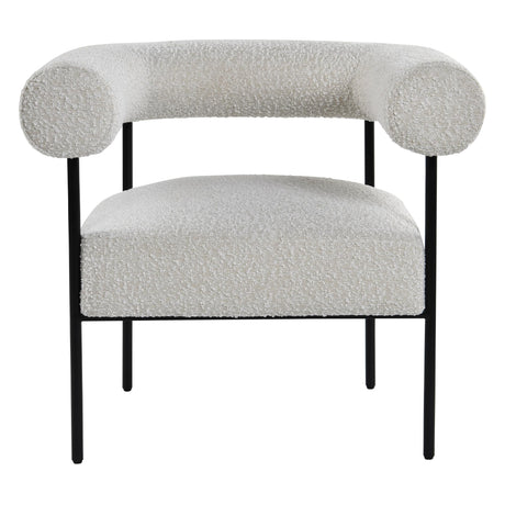 Melvin Contemporary Boucle Fabric Accent Black Legs, 1 Chair in Cream - detail view