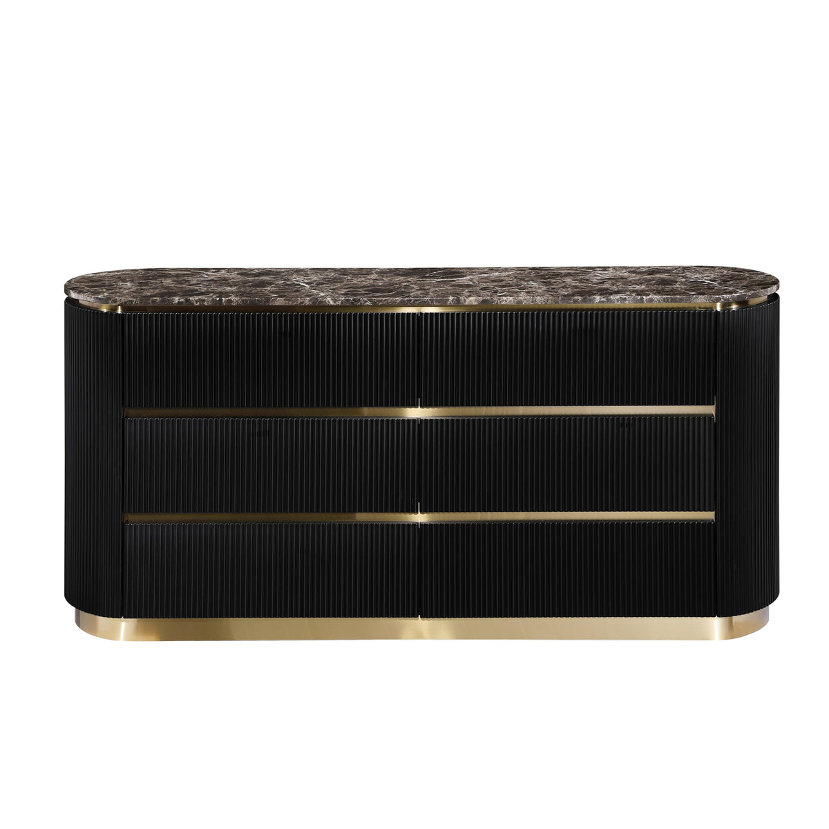 Trandell 65" Wide Modern Glam Faux Marble Top 6-Drawer Dresser - detail view