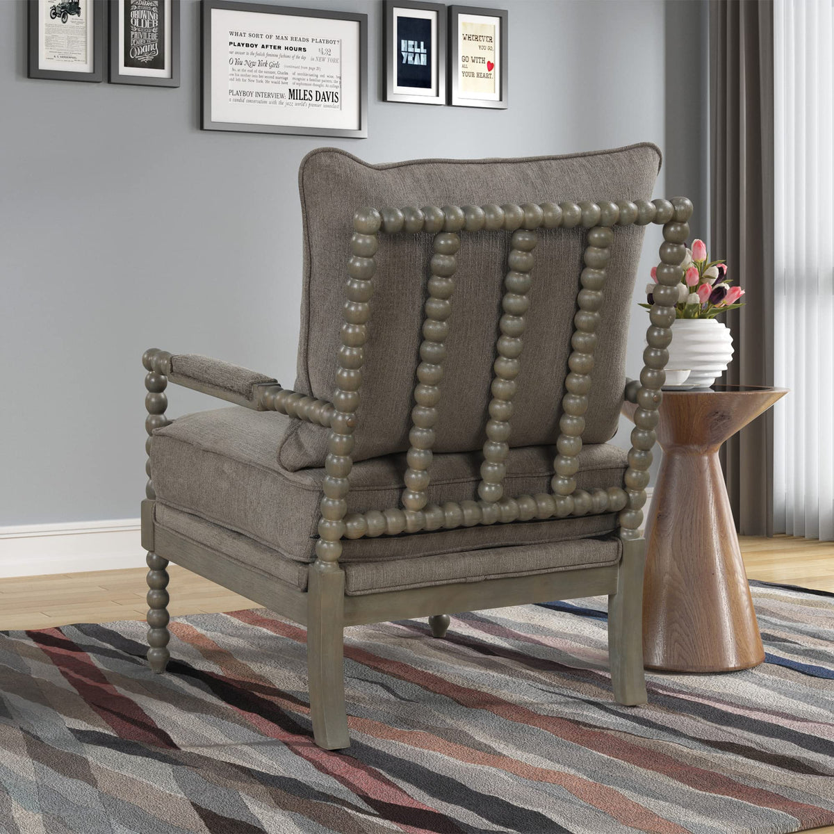 Hanako Accent Chair in Taupe And Antique Grey - room setting