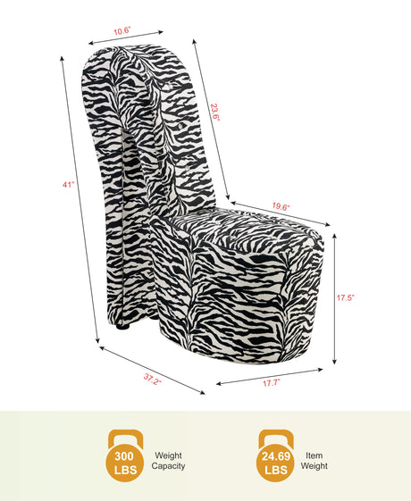 Tristam 40" Modern Glam High Heel Lounge Chair in Zebra - side view