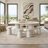 Vyn 78" Modern Oval Dining Table Concrete Tavertine Finish - front view