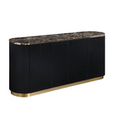 Trandell 70" Modern Glam Faux Marble Top Fully Assembled Sideboard