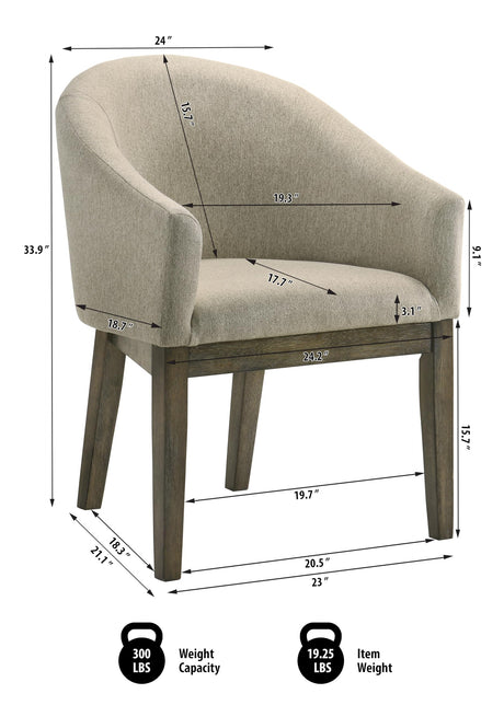 Newark Transitional Barrel Dining Chairs Fully Upholstered - side view