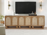 d Organic Woven Rope Arch Inlay Minimal Assembly Entryway Console Furniture in Brown - side view