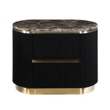 Trandell 22" High Modern Glam Faux Marble Top Nightstand - detail view