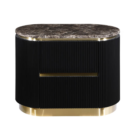 Trandell 22" High Modern Glam Faux Marble Top Nightstand - detail view
