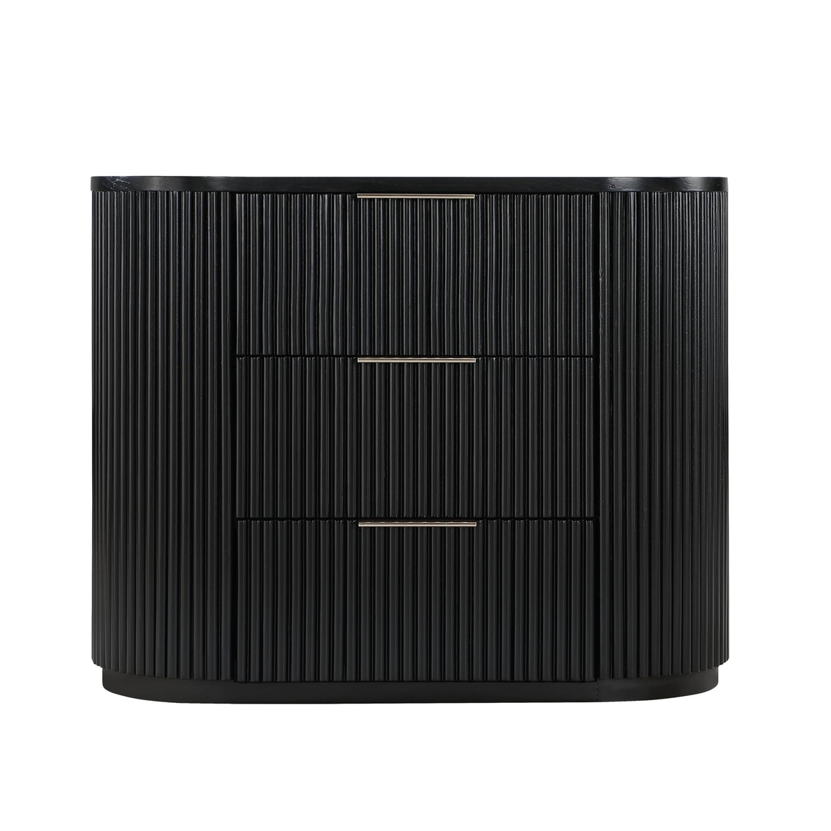 Quintet 30" Wide Mid-Century Modern Fluted 3 -Drawer Nightstand - detail view