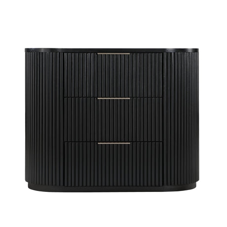 Quintet 30" Wide Mid-Century Modern Fluted 3 -Drawer Nightstand - detail view