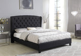 New Tufted with Wingback Platform Bed Black Queen - Black