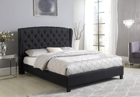 New Tufted with Wingback Platform Bed Black Queen