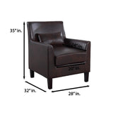 Modern Faux Leather Espresso Accent Chair - side view