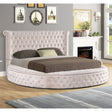 Lexi Round Velour Platform Bed, California King, Beige - front view
