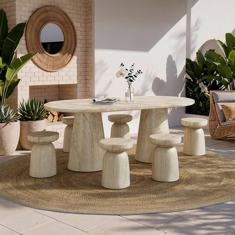 Vyn 78" Modern Oval Dining Table Concrete Tavertine Finish - side view