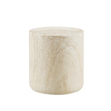 Vyn 18" Round End Table Concrete Travertine Finish, Modern Organic Drum Side Table in Sand