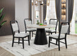 Timaro 5-Piece Round Transitional Dining Set, Wood Grain Finish in Gray/Black - front view