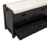 Delport 32" Transitional Modern Wooden Storage Bench - angle view