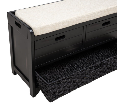 Delport 32" Transitional Modern Wooden Storage Bench - angle view