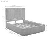 Quintet 89" Long Modern Fluted Platform Queen Bed Frame - side view