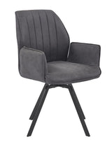 Chidimma 19" Swivel Dining Arm Chair in Gray - back view