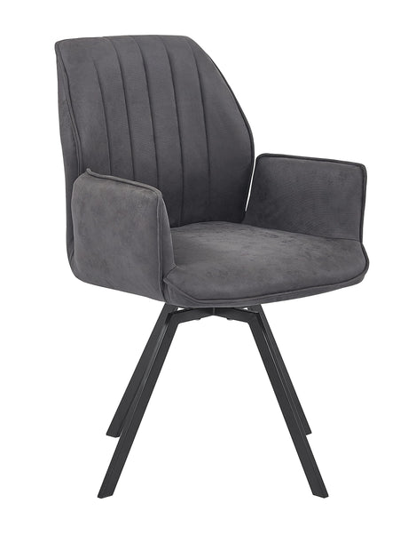 Chidimma 19" Swivel Dining Arm Chair in Gray - back view