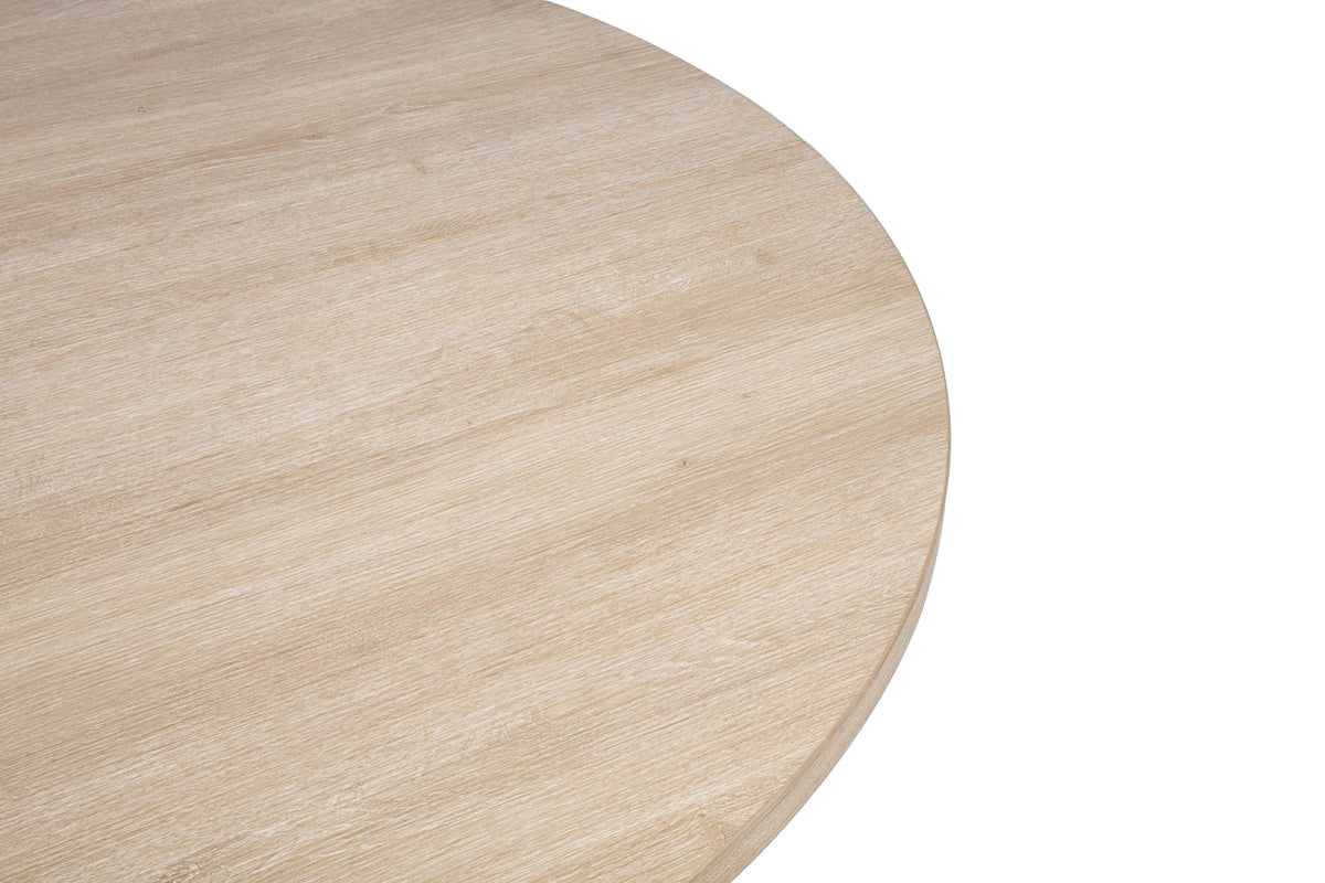 Camden 47.5 Inch Round Dining Table Modern Scandinavian Style in Light Oak - detail view