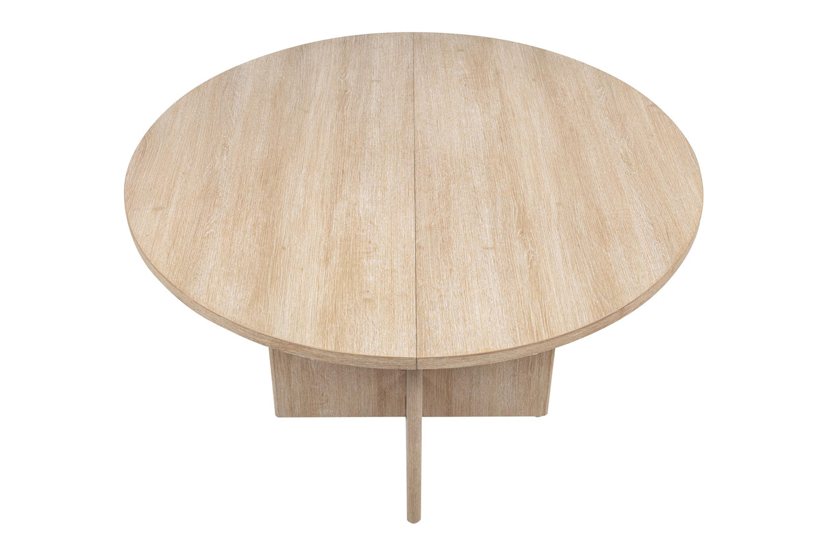 Camden 47.5 Inch Round Dining Table Modern Scandinavian Style in Light Oak - angle view