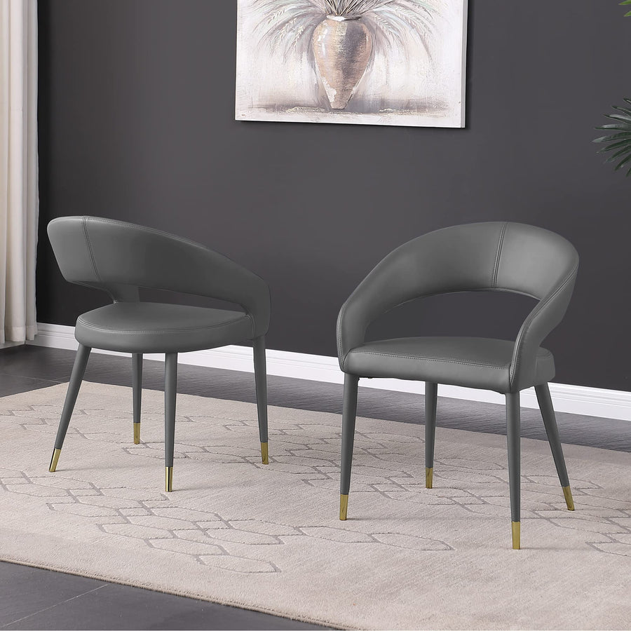 Joel Contemporary Modern Dining Chair - Set of 2 in Grey - Dining Room Seating