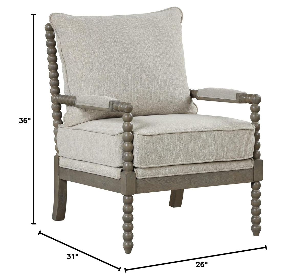 Hanako Accent Chair in Beige And Antique Grey - side view