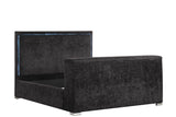 Yureya Upholstered Modern Platform Bed Frame with Hidden TV Lift Storage, Queen, Fireplace Light… - back view