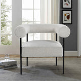Melvin Contemporary Boucle Fabric Accent Black Legs, 1 Chair in Cream - angle view