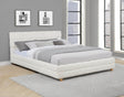Ctalon Queen Fleece Upholstered Bed Frame, Low Profile in Cream - front view