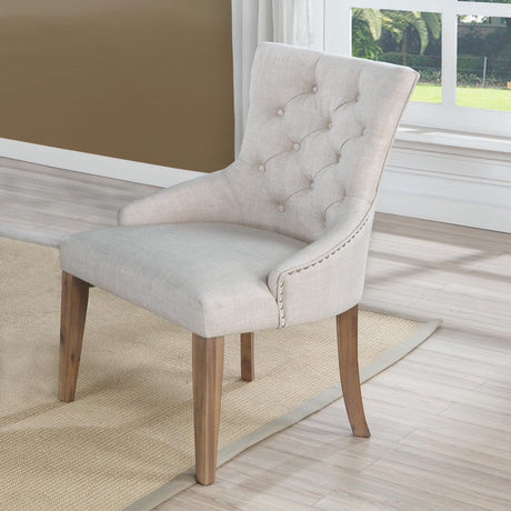 ZOEYBEC Linen Dining Bench in Beige - front view