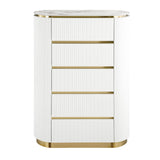 Trandell 51" High Modern Glam Faux Marble Top 5-Drawer Chest - detail view